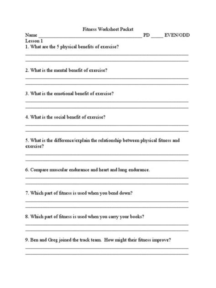 Physical Fitness Worksheets PDF – Download Free Workouts & Track Progress