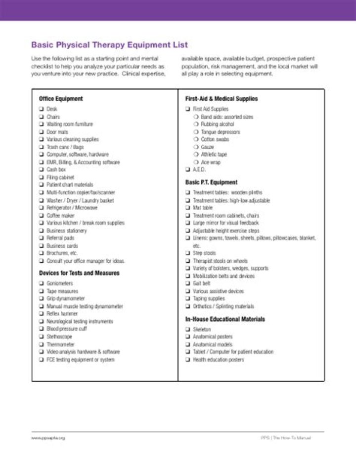 Free Physical Therapy Equipment List PDF – Essential Tools for Recovery
