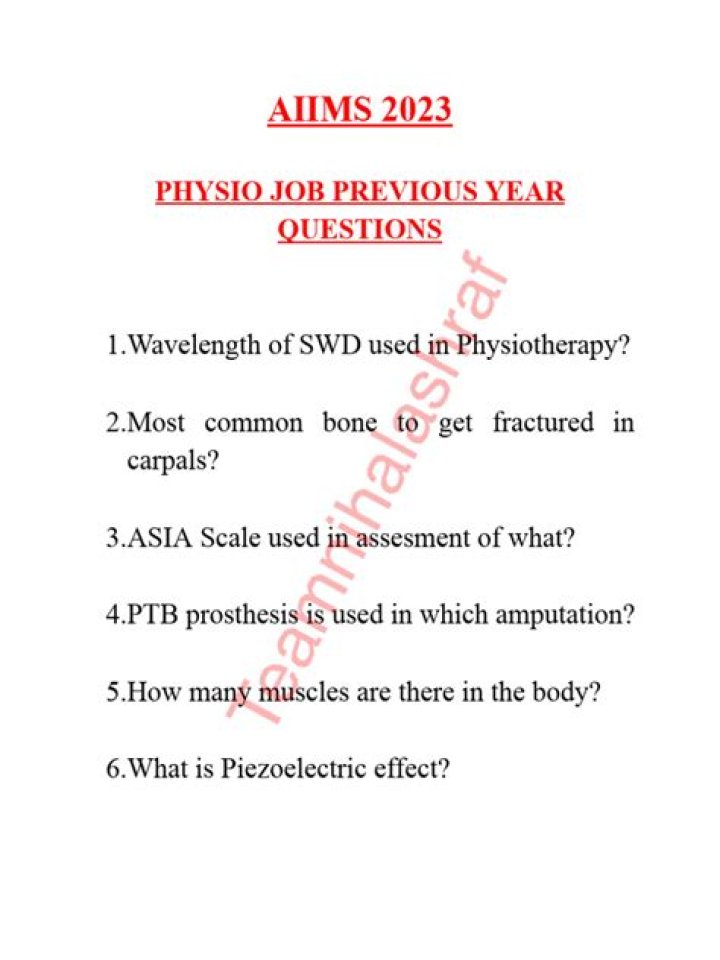 Physiotherapy Exam Questions PDF – Free Practice Tests & Answers