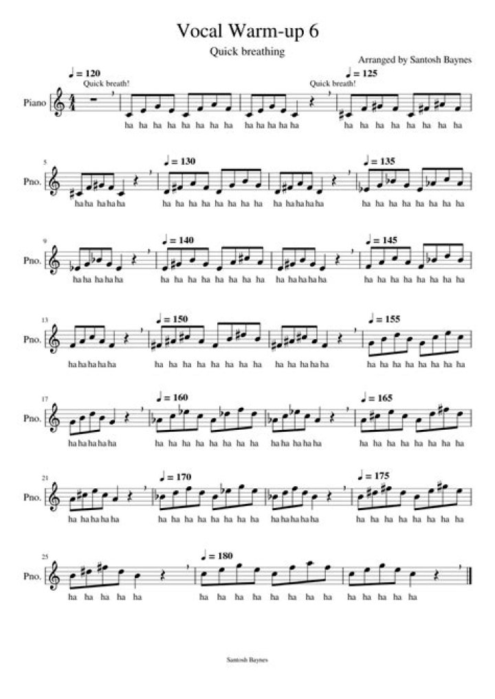 Piano Accompaniment for Vocal Warm-Ups Sheet Music PDF – Instant Download