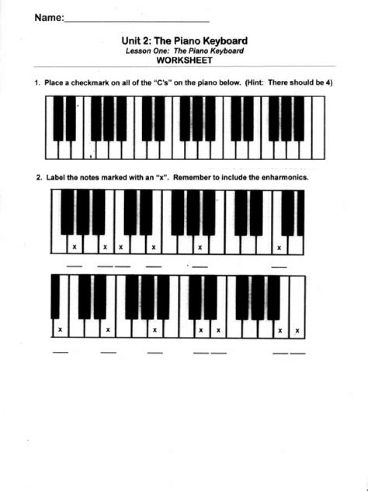 Piano Keys Worksheet PDF – Free Printable Practice Sheets for Musicians