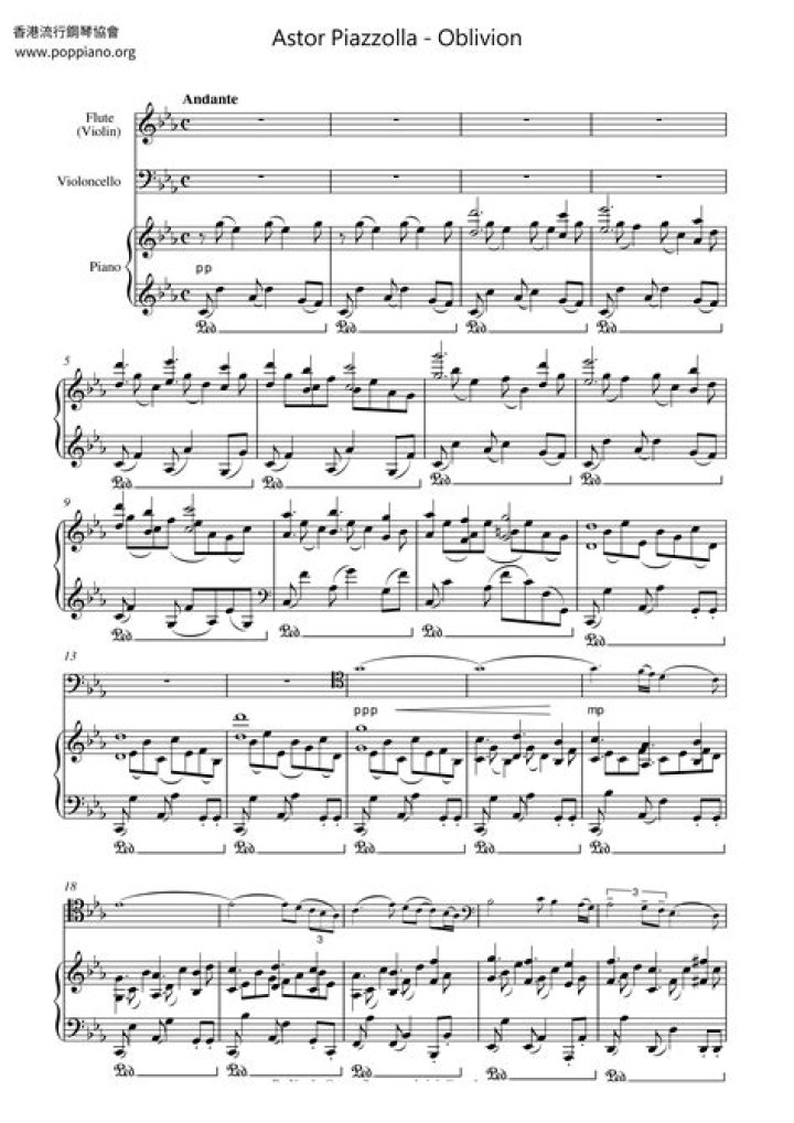Piazzolla Oblivion Sheet Music PDF – Download Complete Tango Arrangement