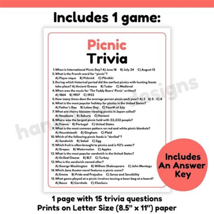 Picnic Trivia Trivia Questions & Answers PDF – Fun Facts to Share