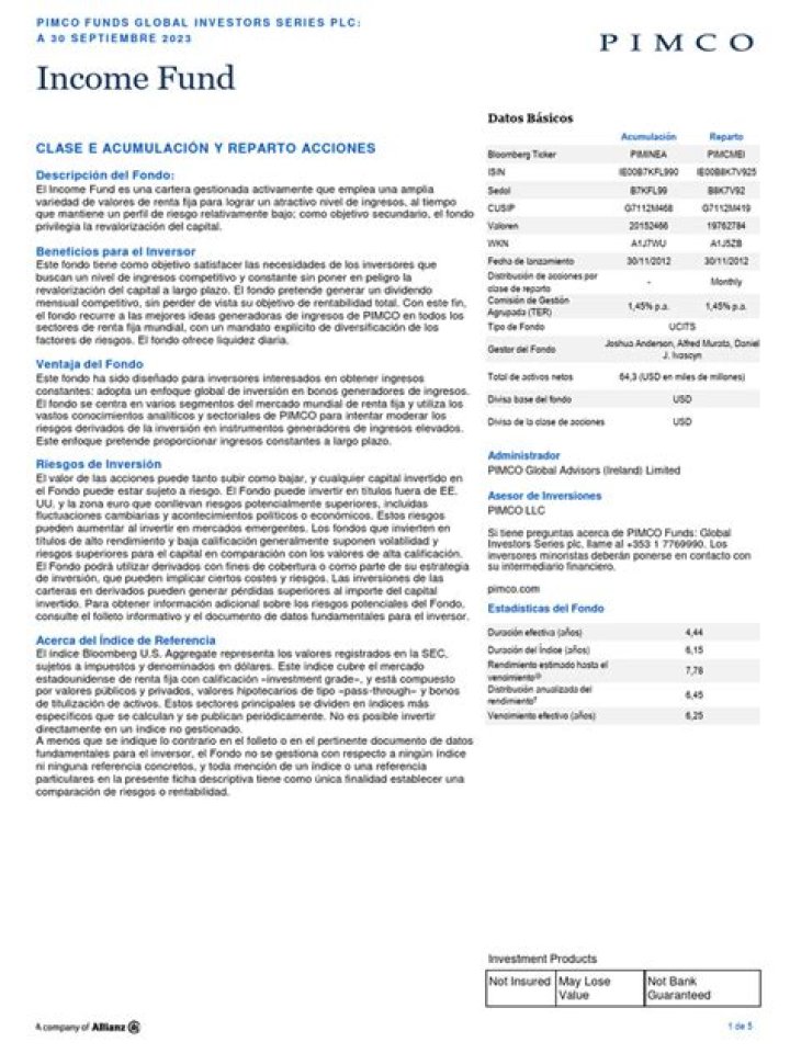 Pimco Income Fund Fact Sheet PDF – Key Insights & Performance Data