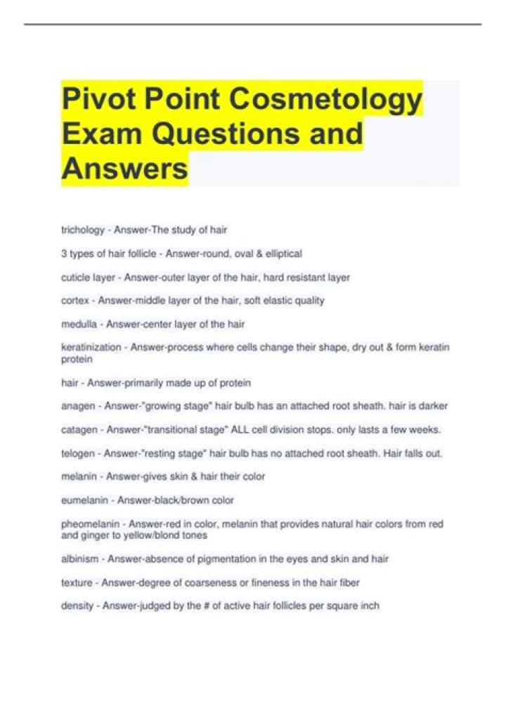 Pivot Point Cosmetology Study Guide Answer Key PDF Free Download