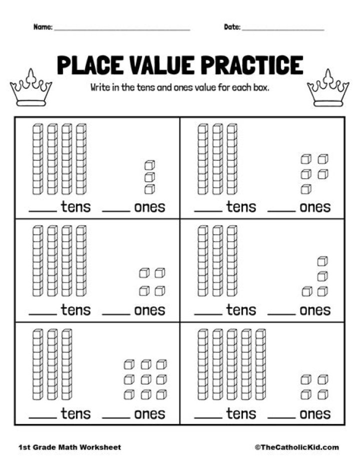 Printable Place Value Worksheets for Kindergarten PDF – Free Download