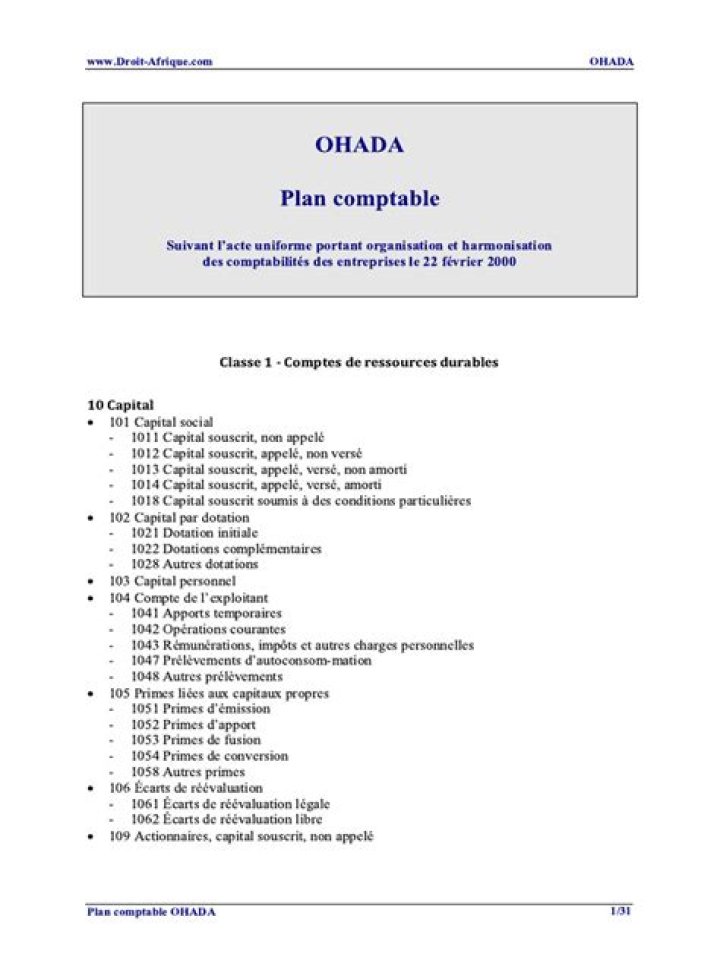 Plan Comptable OHADA PDF: Guide & Téléchargement