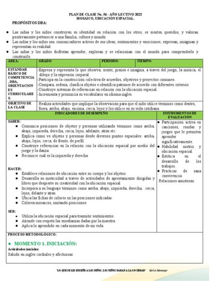 Plan de Clase para Preescolar PDF: Actividades y Aprendizajes Esenciales