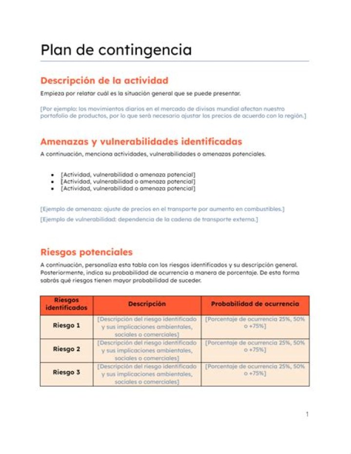Plan de Contingencia Empresarial Ejemplo PDF: Preparación ante Crisis