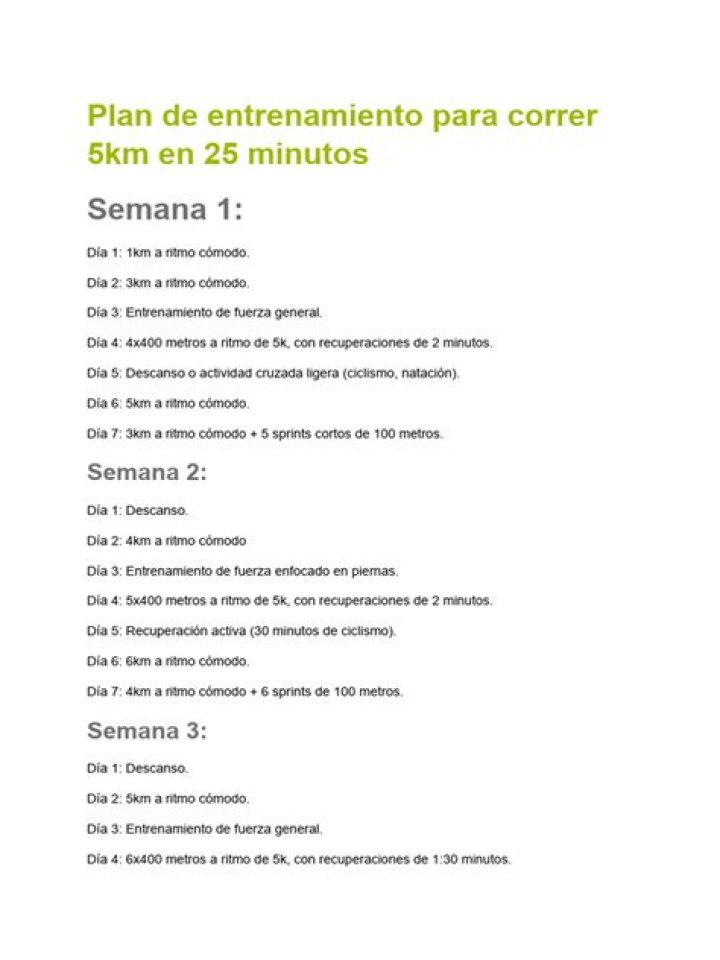 Plan de Entrenamiento 5K en 25 Minutos PDF - Rápido y Efectivo