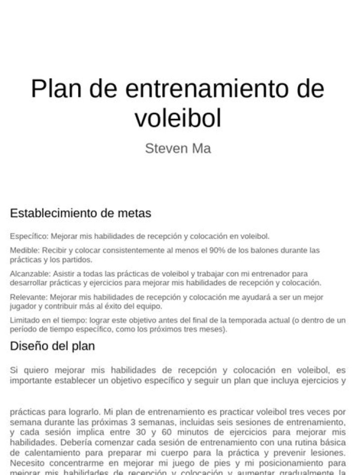 Plan de Entrenamiento de Voleibol PDF Gratis para Mejorar tu Rendimiento