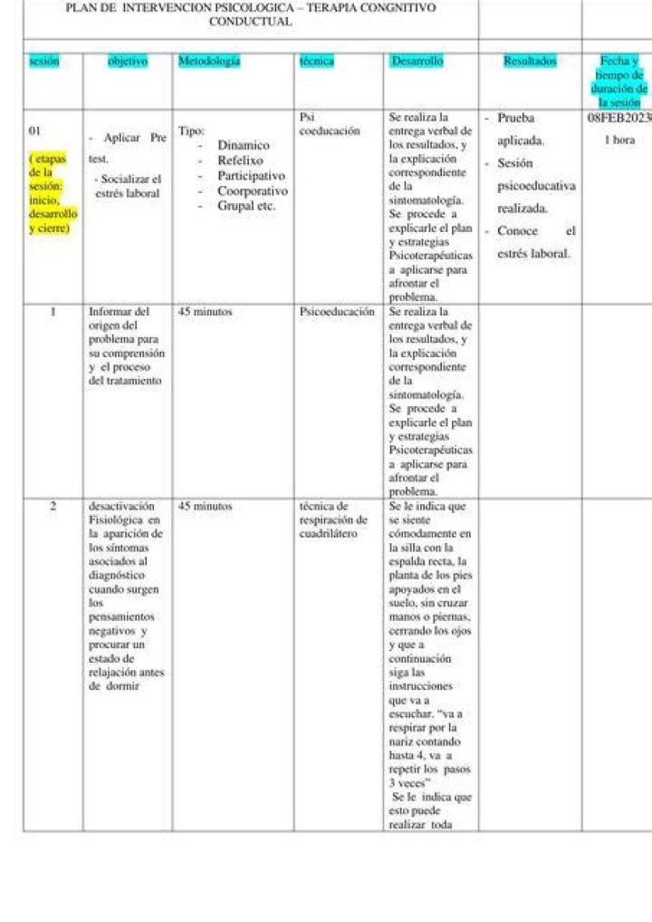 Plan de Intervención Psicológica Ejemplo PDF: Guía práctica para profesionales