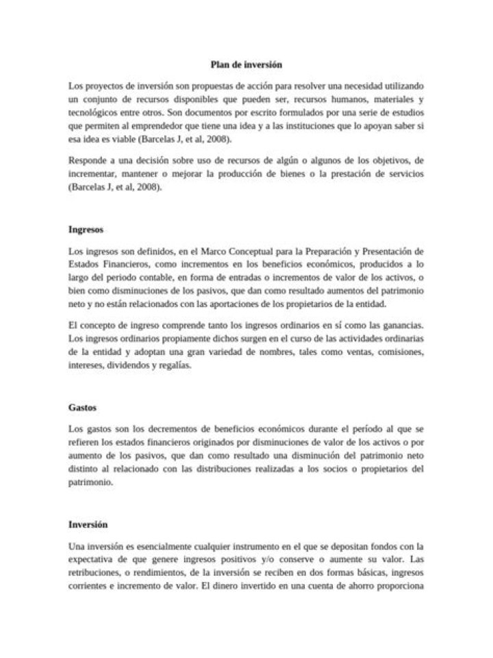 Plan de Inversión PDF Listo para Descargar