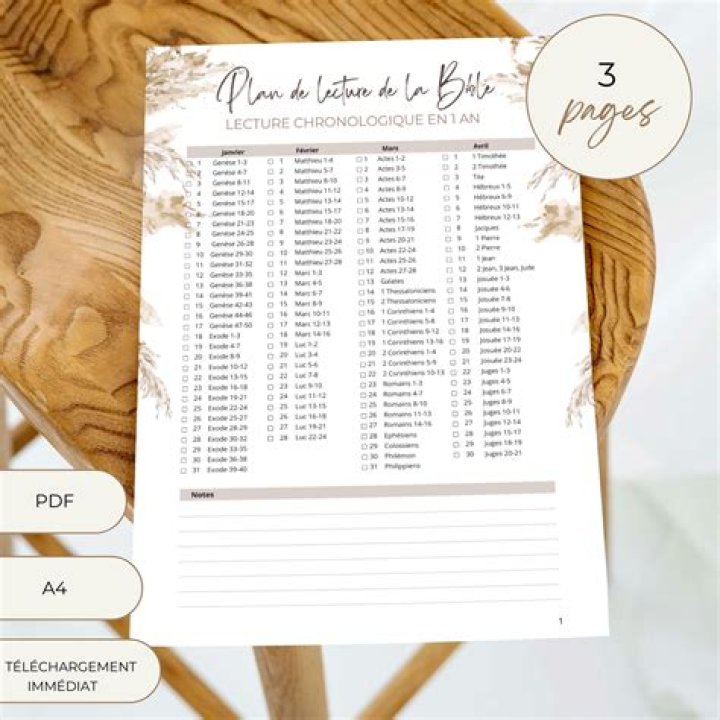 Plan de lecture de la Bible en 1 an PDF : Suivez un chemin spirituel complet