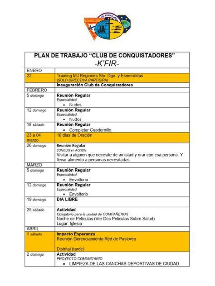 Plan de Trabajo Club de Conquistadores PDF: Guía Completa