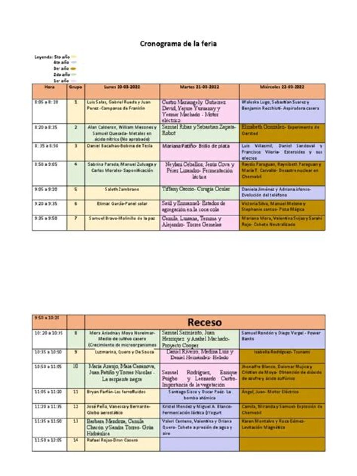 Plan de Trabajo para Organizar una Feria en PDF