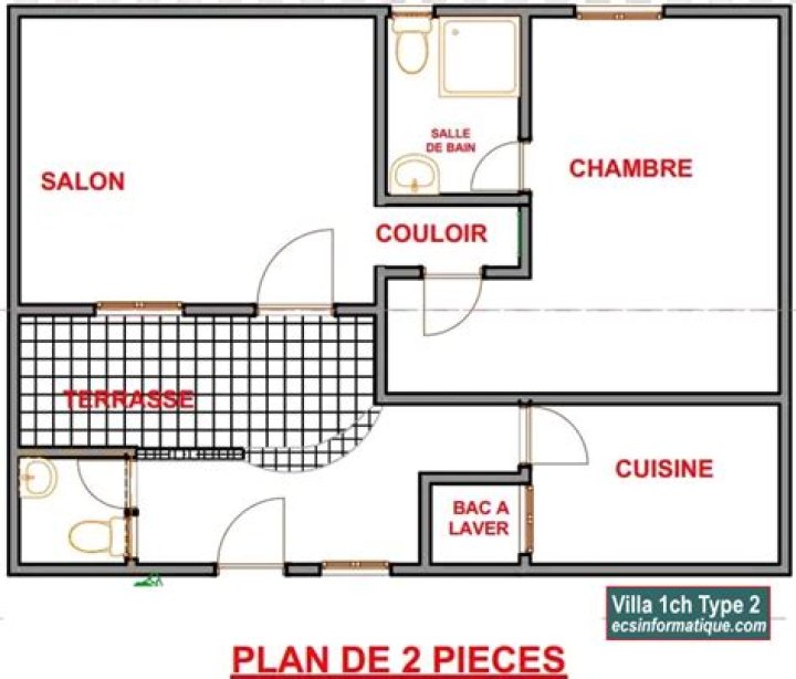 Plan Maison 1 Chambre Salon Cuisine PDF – Idéal pour Petits Espaces