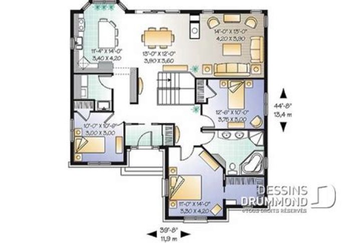 Plan Maison 3 Chambres : Salle de Bain Inclus – Téléchargez le PDF Complet