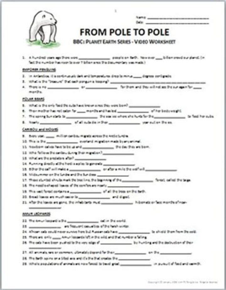 Earth Pole to Pole Worksheet PDF Answer Key – Free Resource