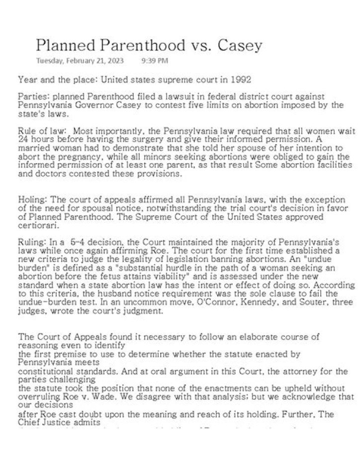 Planned Parenthood v Casey: Key Supreme Court Opinion PDF Analysis