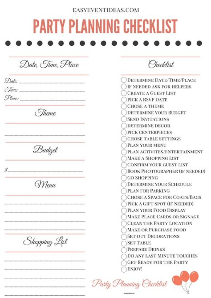 Free Printable Party Planning Checklist Template PDF – Easy Party Prep Guide