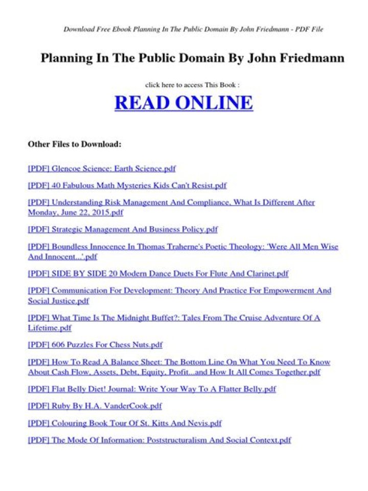 Planning in the Public Domain PDF: Free Access & Usage Guidelines