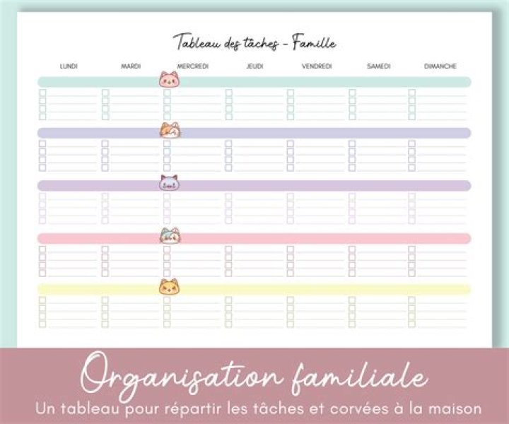Planification Tâche Ménagère Famille PDF Gratuit