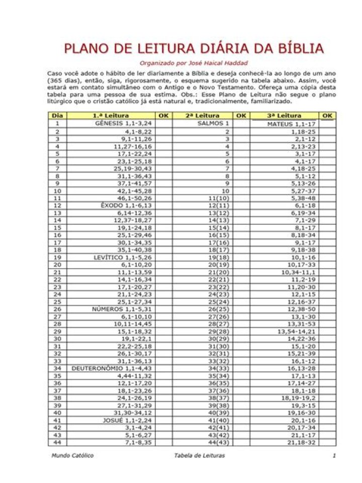 Plano de Leitura da Bíblia Católica PDF – Leitura Estruturada para Familiarização