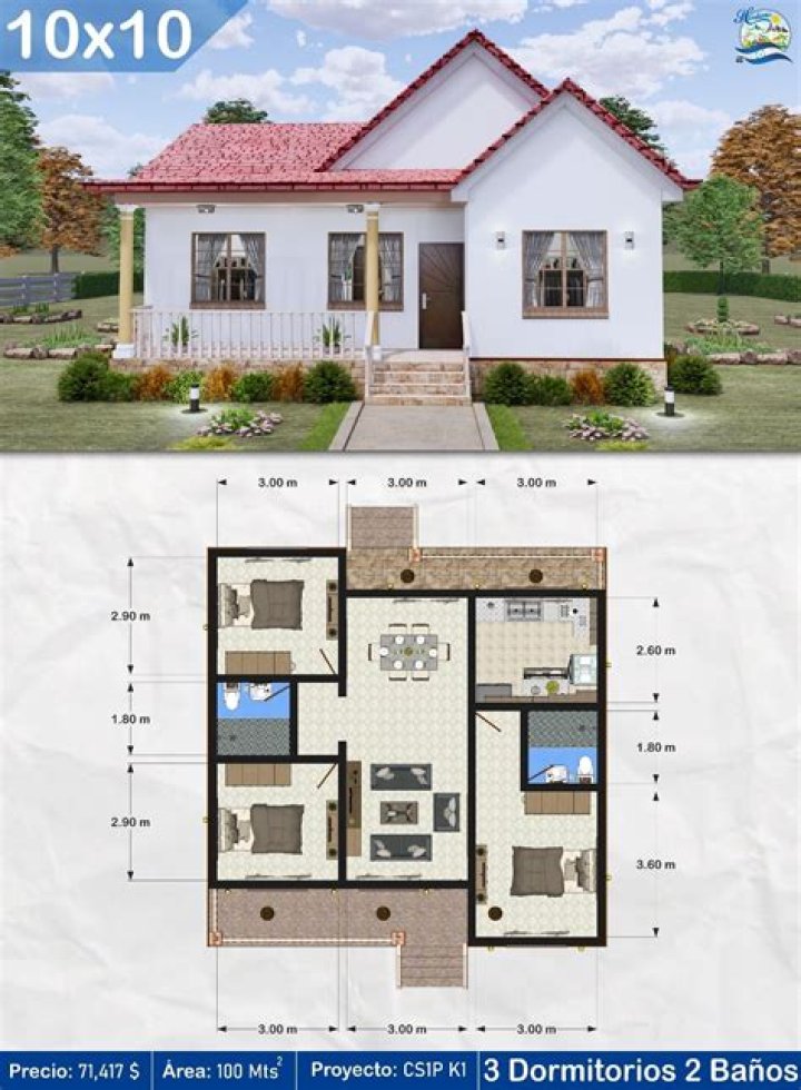 Planos de Casa de 10x10 Dos Pisos PDF Grátis para Imprimir