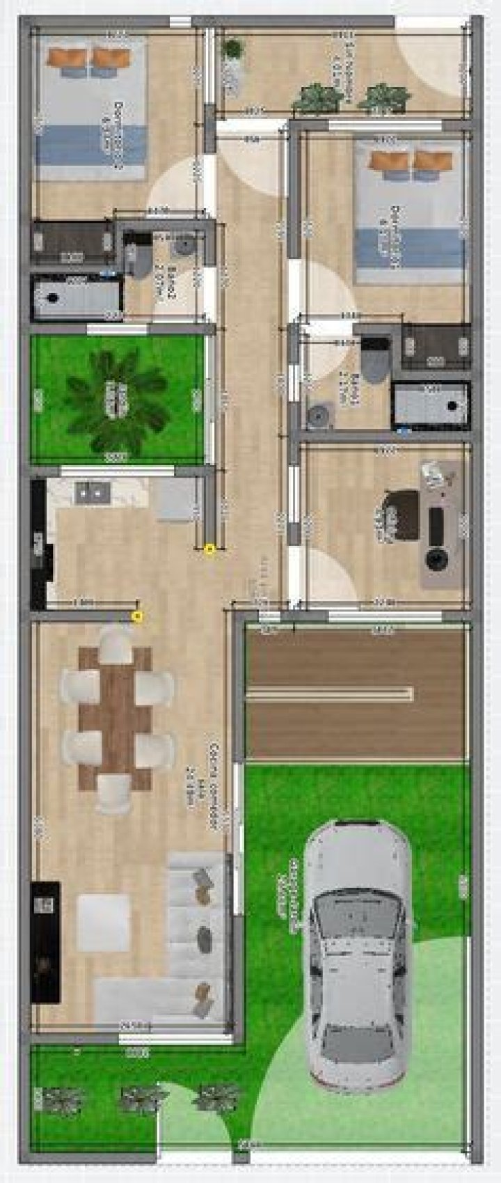 Planos de casas 8x15 con medidas PDF gratuitos para construir