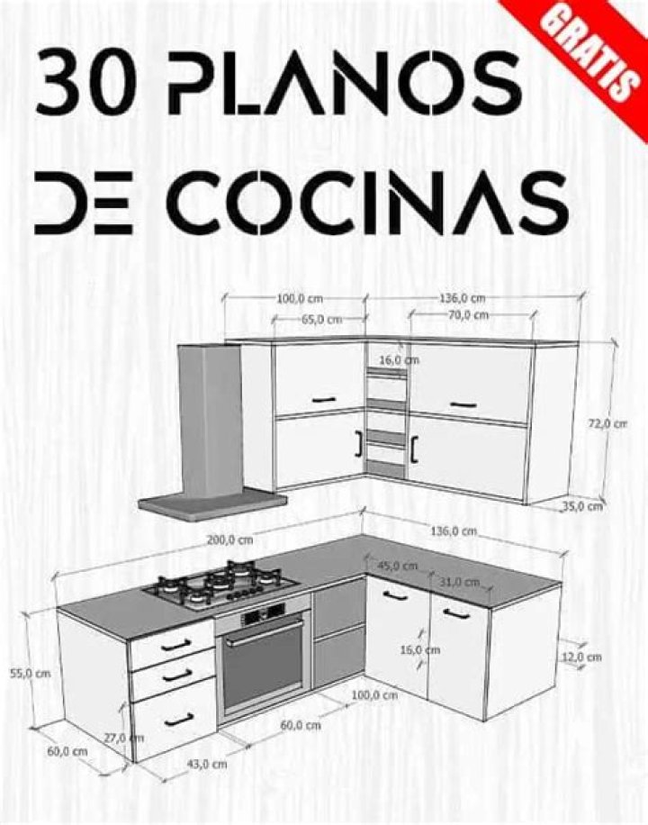 Descargue Gráficos Profesionales de Gabinetes de Cocina en PDF