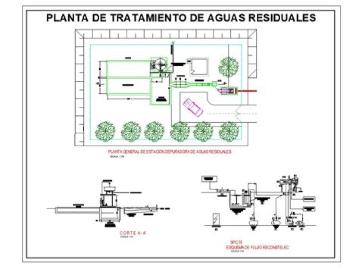 Planos detallados de planta tratamiento aguas residuales en PDF