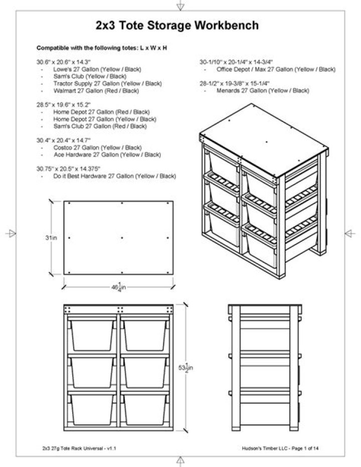 Free 27 Gallon Tote Storage Plans PDF for Maximum Organization