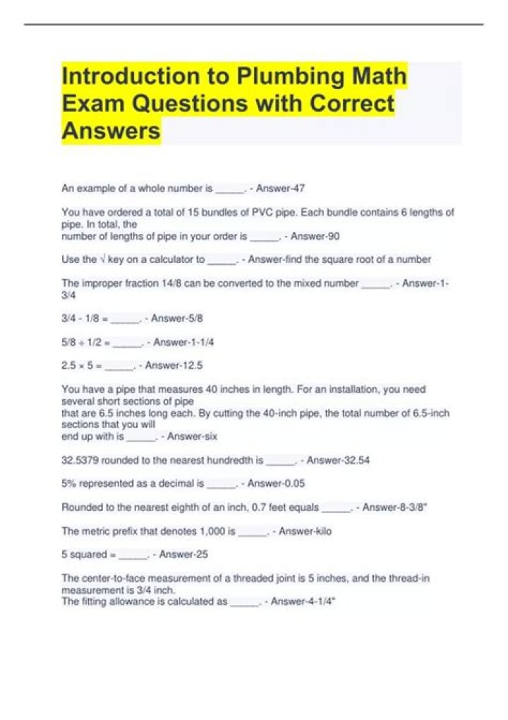 Plumber Exam Questions and Answers PDF – Download Now