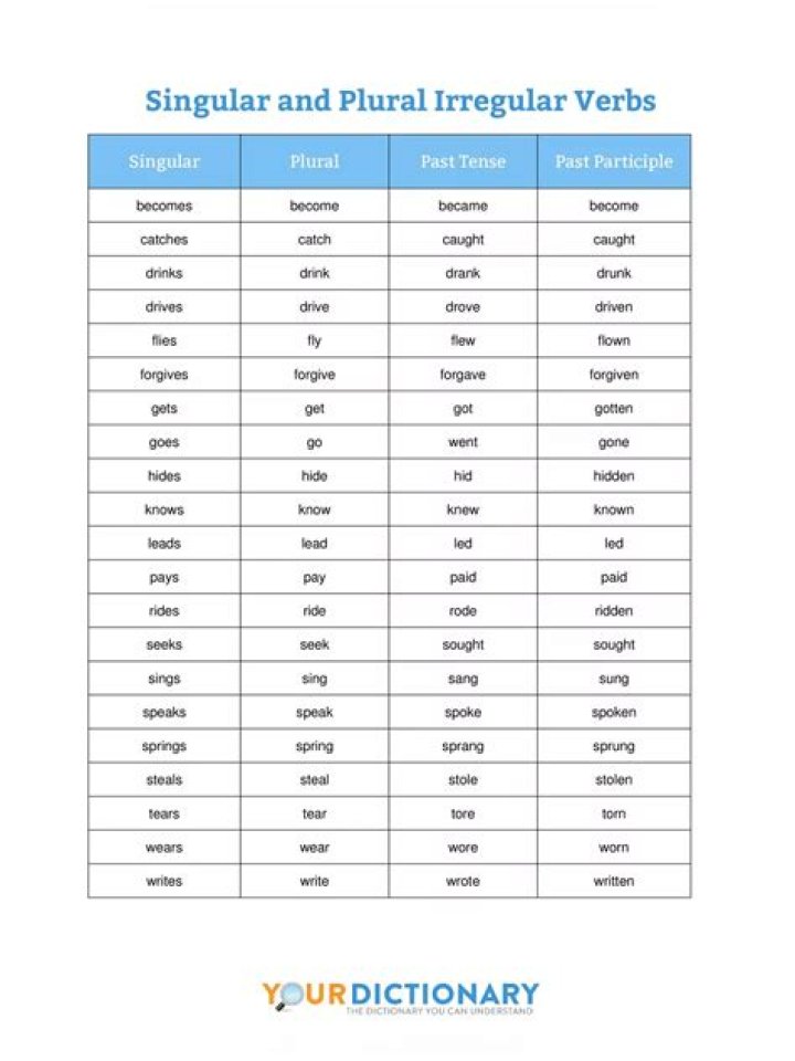 Plural Verbs List PDF – Master Common Verb Conjugations
