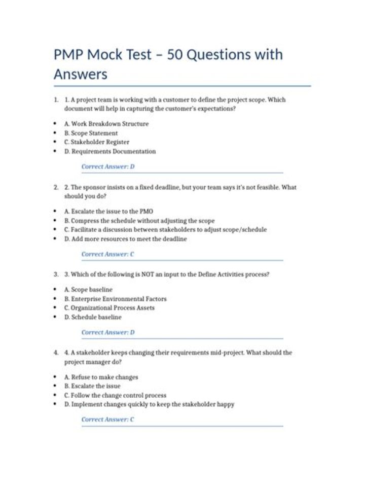 PMP Mock Test PDF: Practice Exam for Certification Success