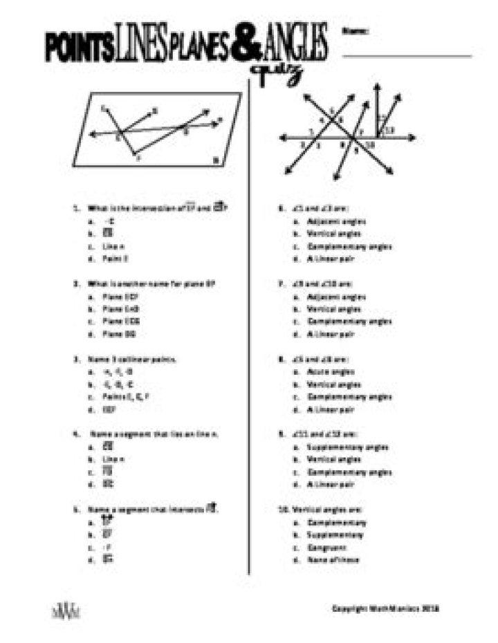 Free Quiz: Points, Lines, and Planes – Test Your Geometry Knowledge PDF