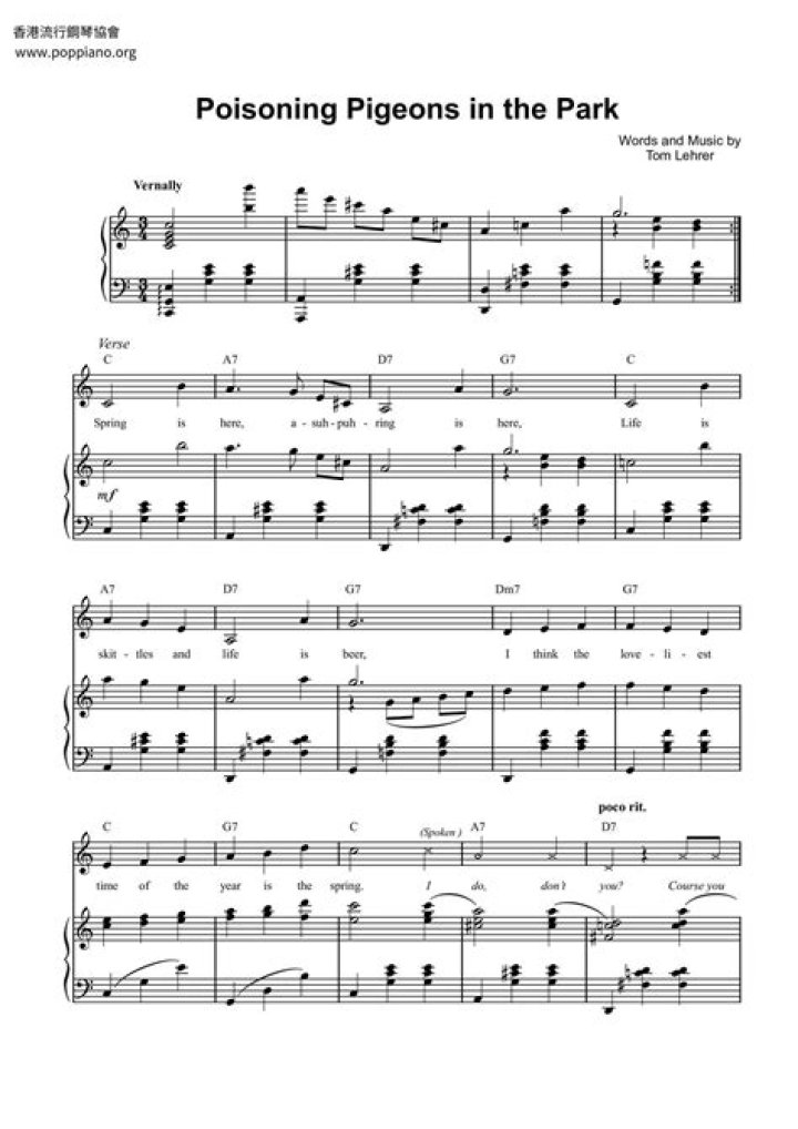 Poisoning Pigeons in the Park: Sheet Music PDF Analysis