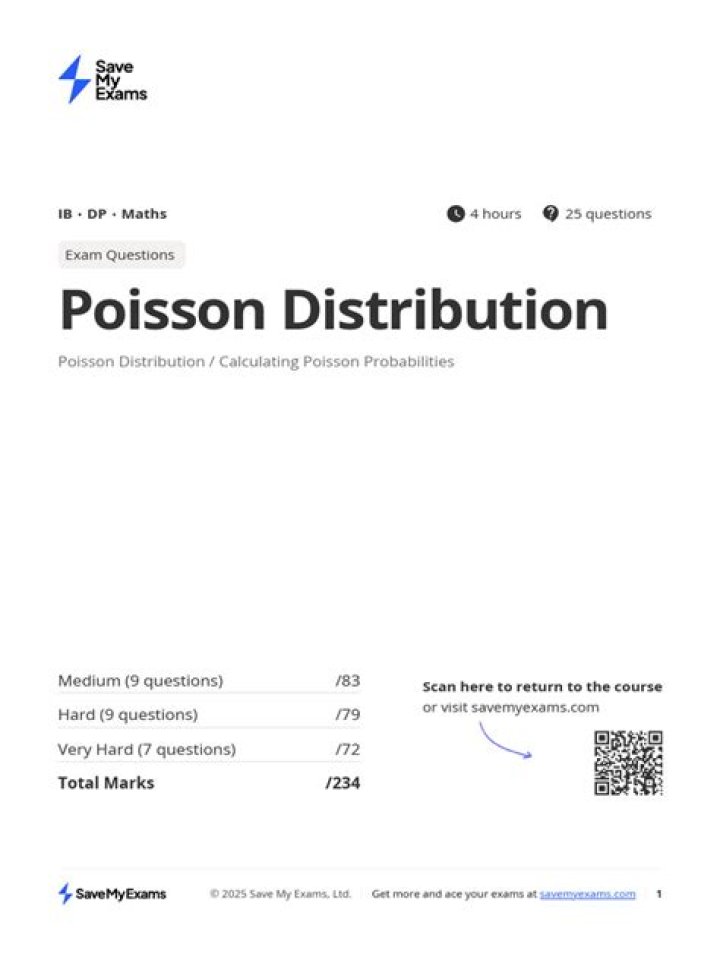 Poisson Distribution Exam Questions & Answers PDF – Instant Study Guide