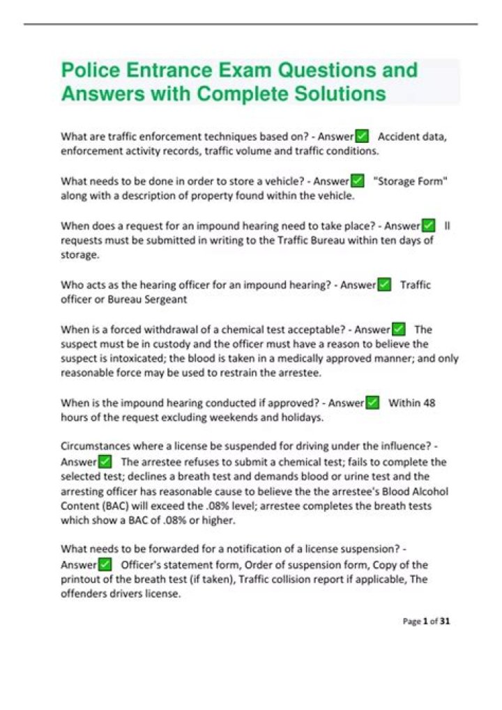 Police Exam Questions and Answers PDF 2023: Complete Study Guide