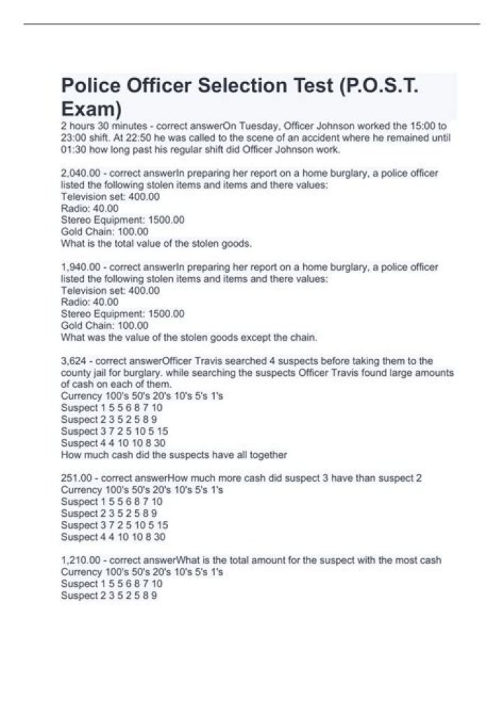 Police Exam Questions and Answers PDF – Study Guide & Practice Tests
