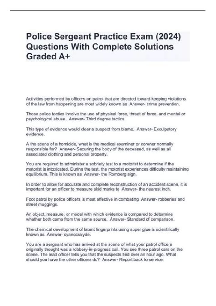 Free Police Written Exam Practice Test PDF for Exam Success