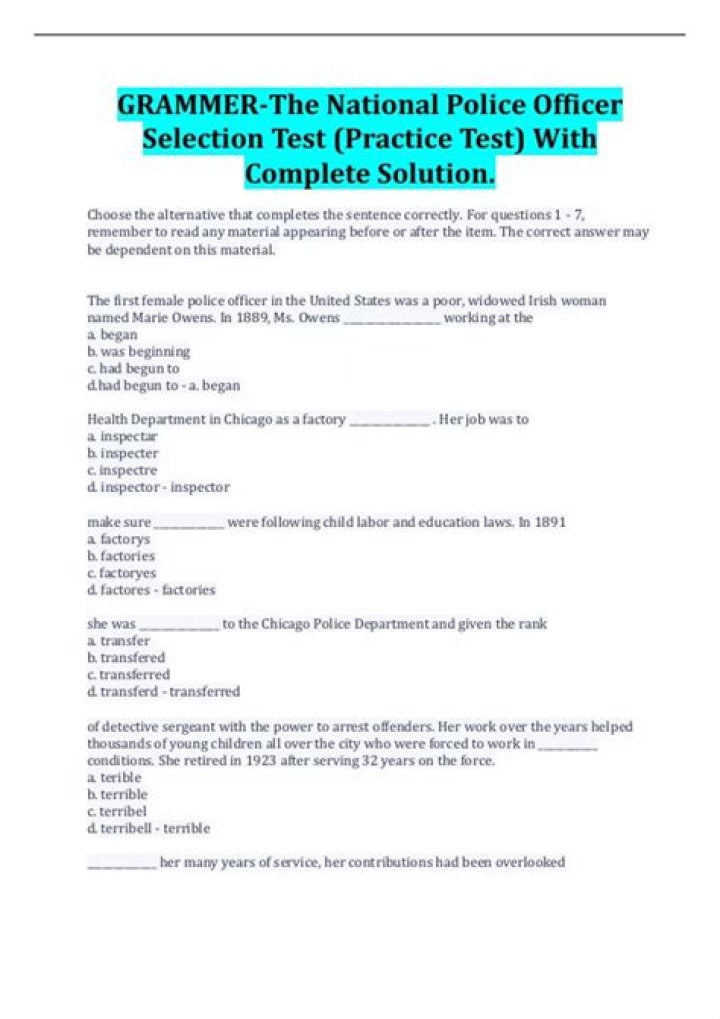 Police Written Exam Questions PDF: Practice Tests & Sample Papers