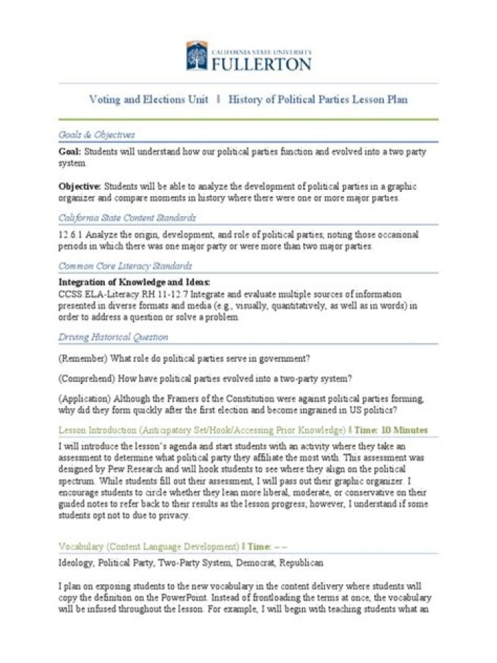 Political Parties Lesson Plan PDF: Engaging Civics Education