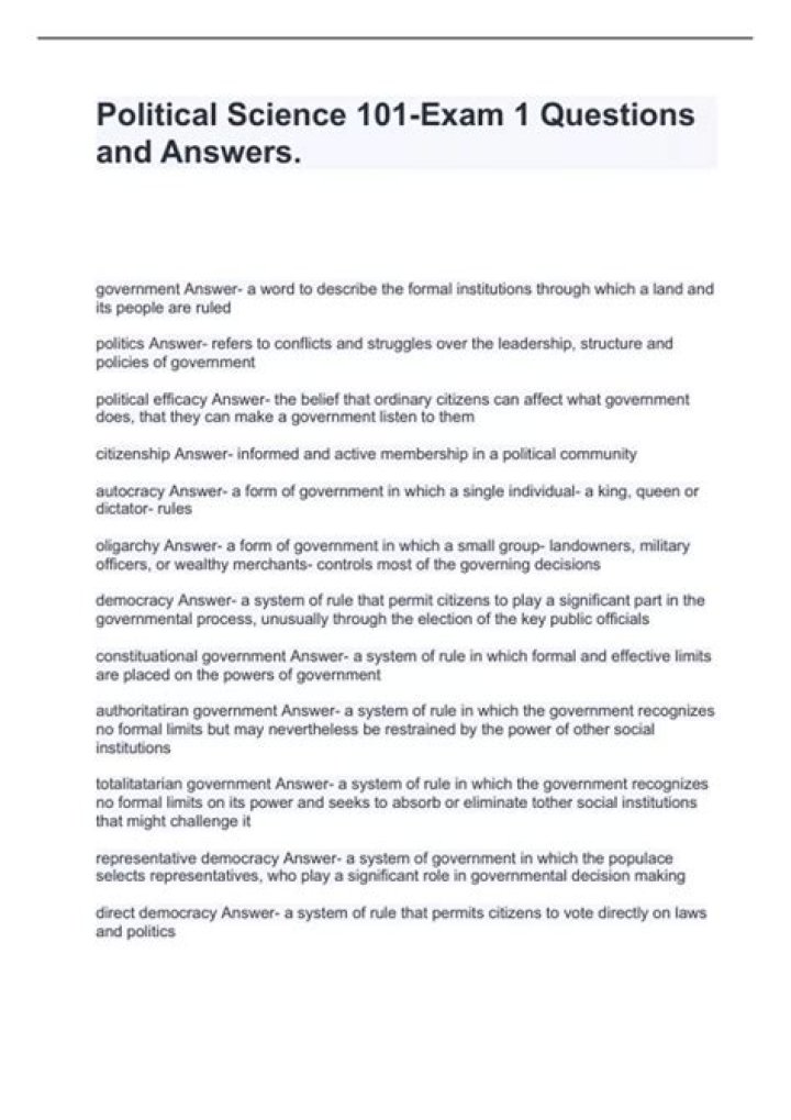Political Science 101 Test Questions PDF – Perfect for Exam Prep