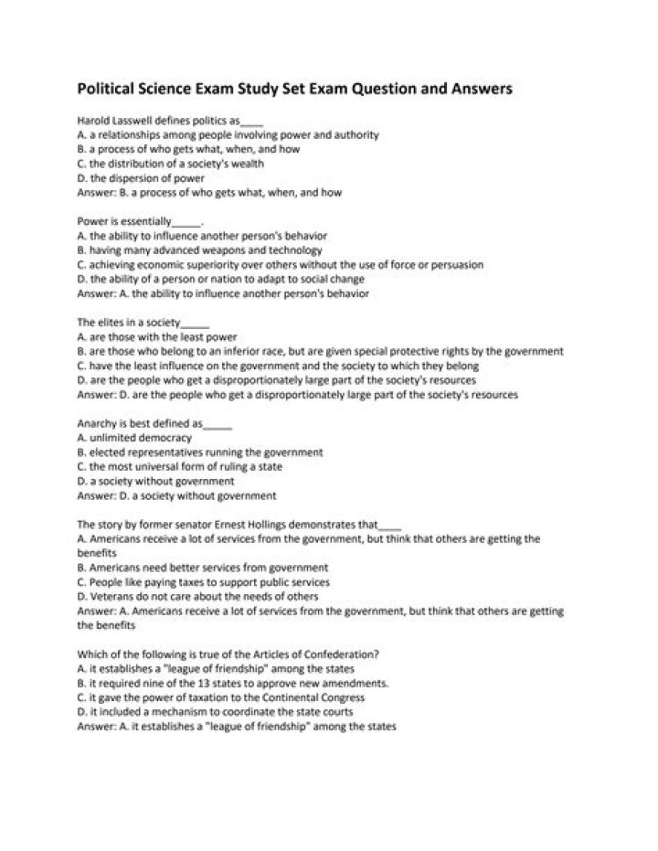Political Science Exam Questions & Answers PDF – Instant Study Guide