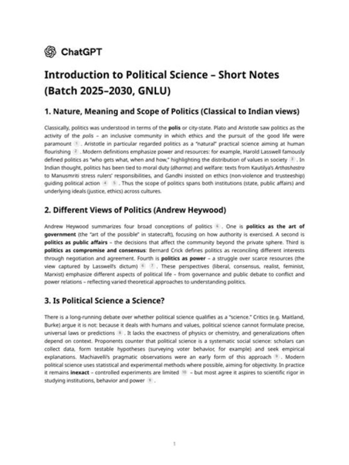 Political Science Short Questions & Answers PDF for Students