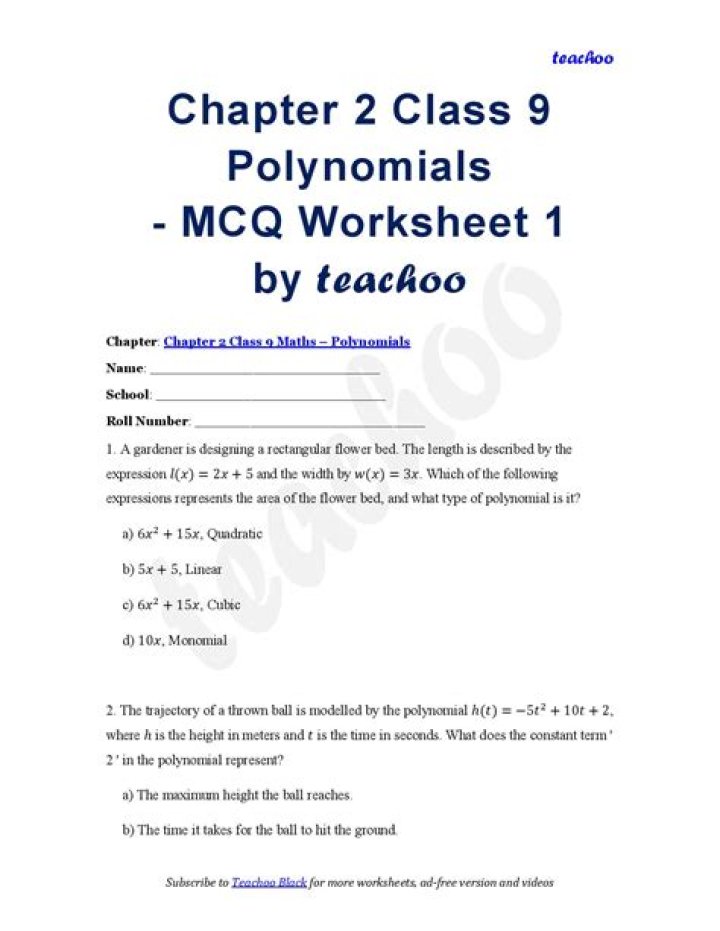 Polynomials Class 9 Extra Questions with Answers PDF – Extra Practice & Solutions