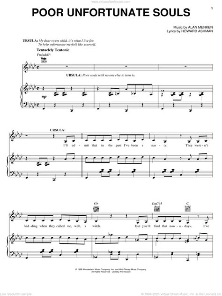 Poor Unfortunate Souls Broadway Sheet Music PDF – Download Now