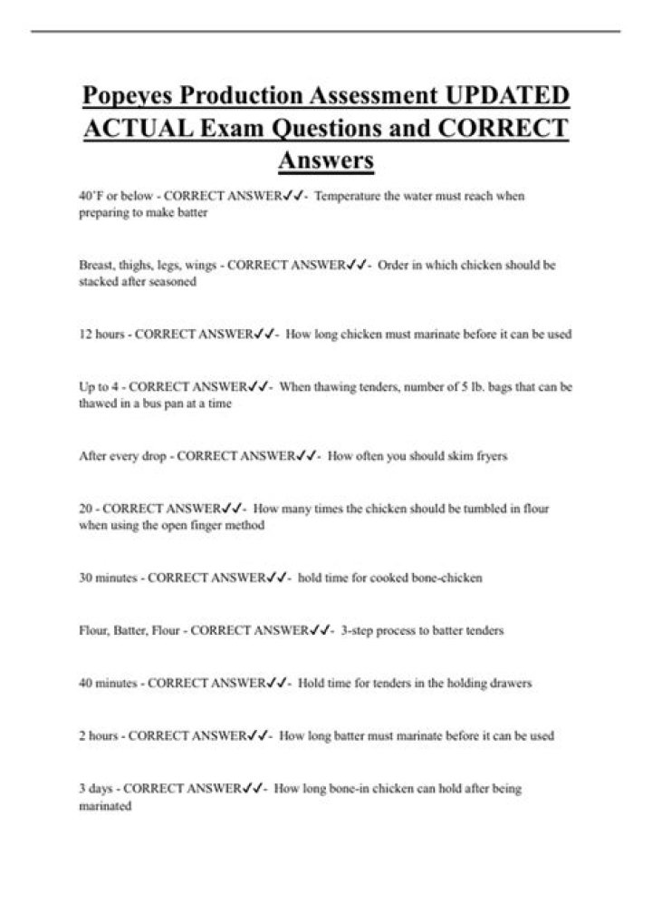 Popeyes Academy Test Answers PDF Free Download – Instant Results